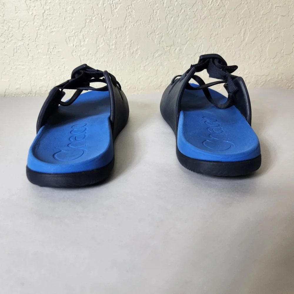 Chaco Kids Chillos Slide Sandals Blue Black Adjustable Straps Size 6 Junior